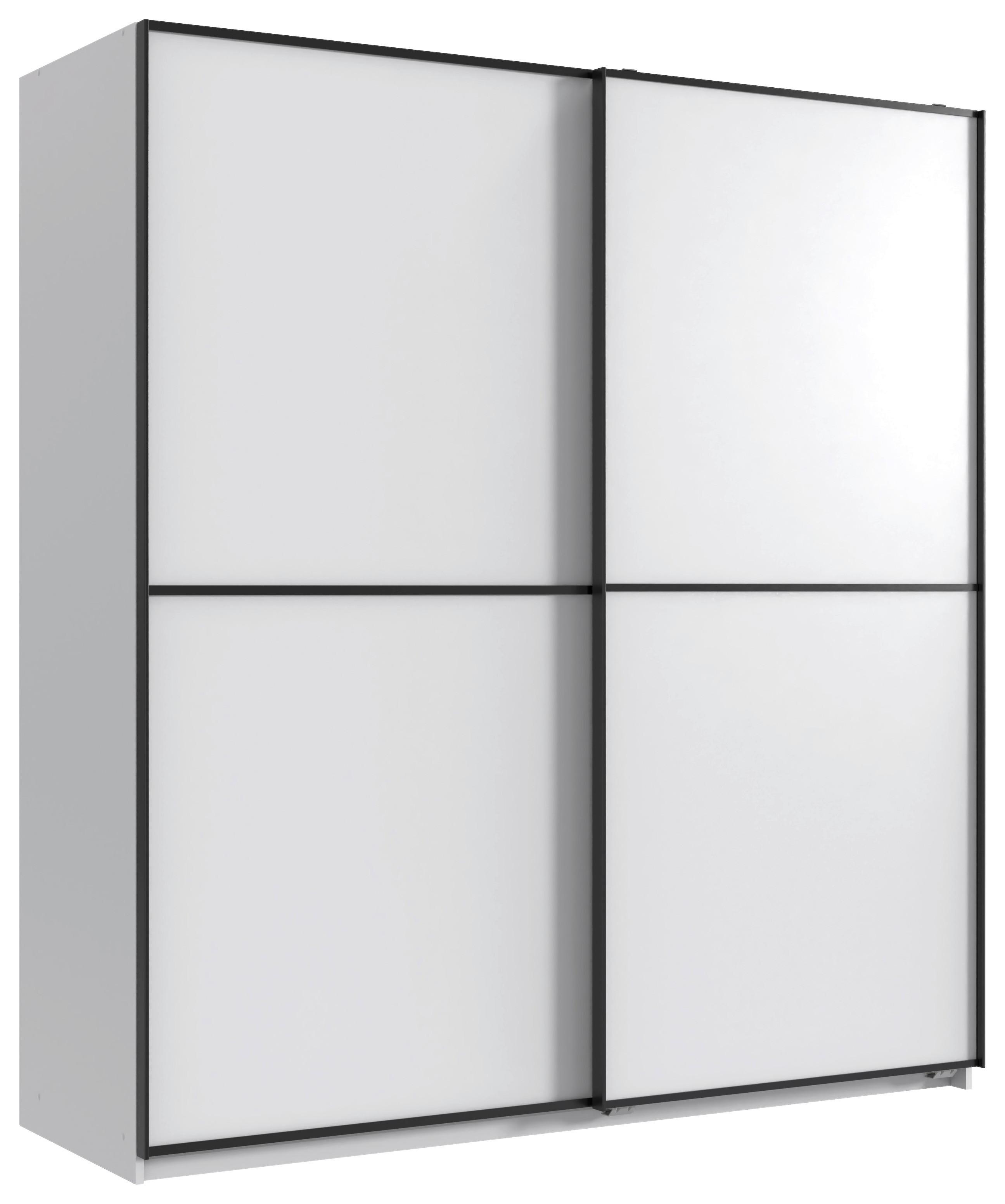 Schwebetürenschrank Ulm Weiß - Schwarz/Weiß, Holzwerkstoff/Metall (180/198/65cm) - Mömax