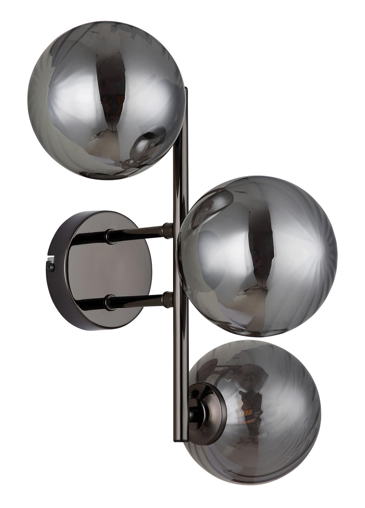WANDLEUCHTE 56146WG CONOR - Schwarzchrom/Grau, Design, Glas/Metall (36/28/25cm) - Globo