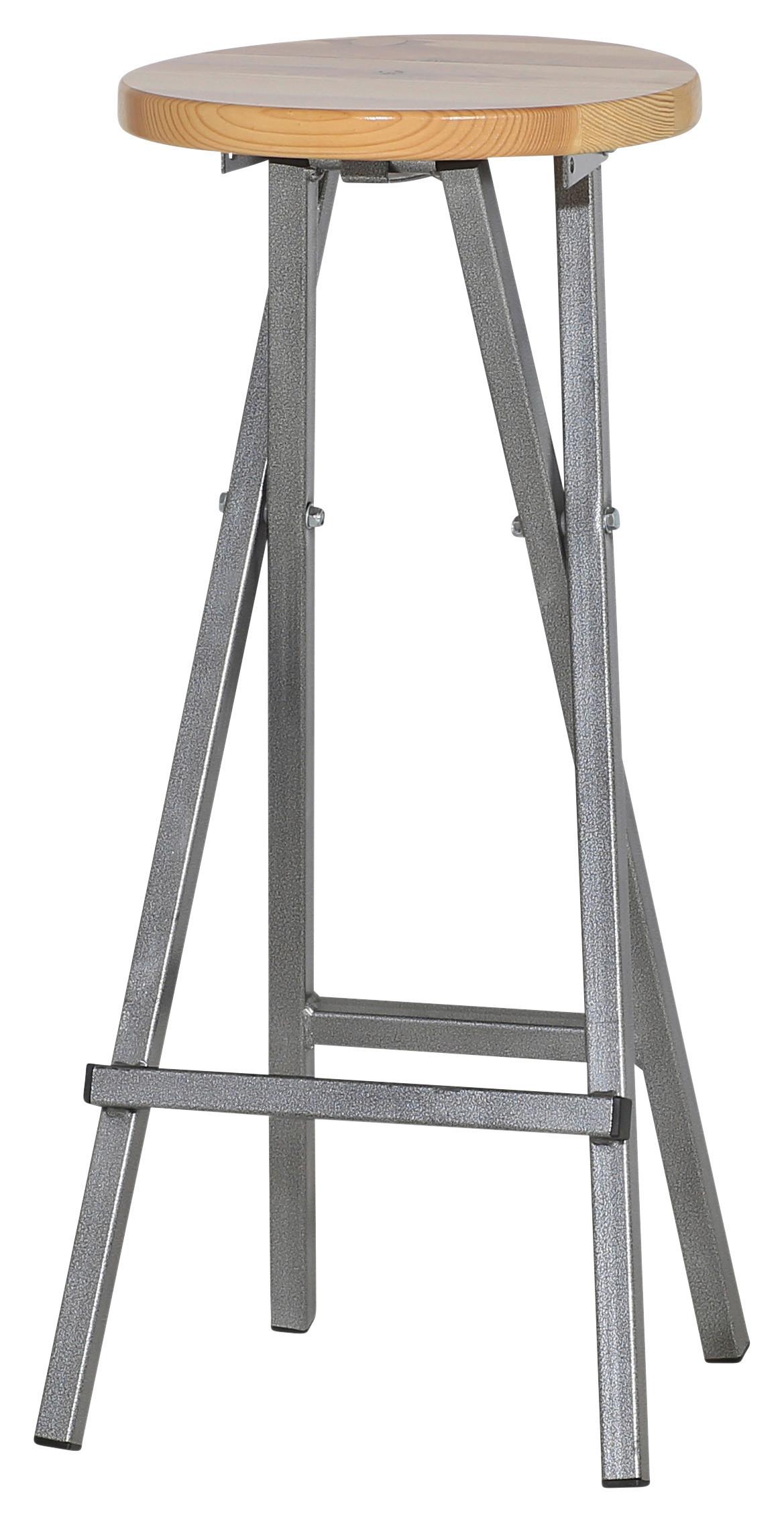 Barhocker Holz/Anthrazit - Anthrazit/Beige, Basics, Holz/Metall (35/82/35cm) - Gardenson