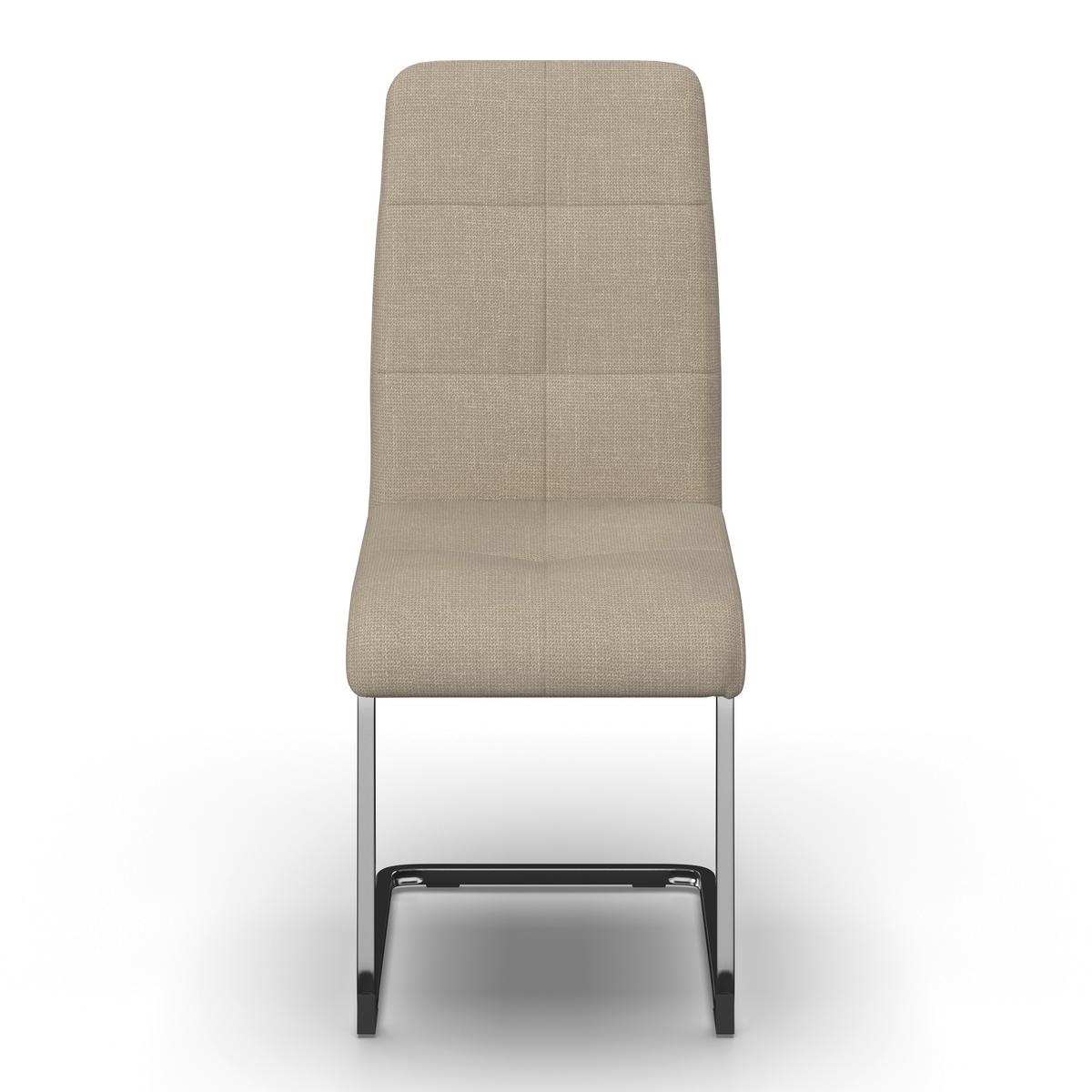 Schwingstuhl Lucie Creme Leinenoptik Gepolstert - Creme/Nickelfarben, MODERN, Textil/Metall (43/99/60cm) - Bessagi Home