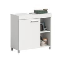 Waschbeckenunterschrank NOAH Weiß - Silberfarben/Weiß, Trend, Holzwerkstoff/Kunststoff (65/63/31cm) - MID.YOU