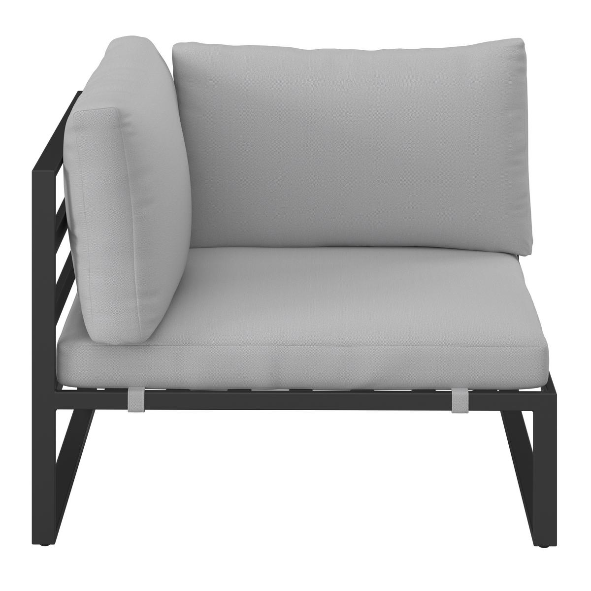 Loungegarnitur Valentina Hellgrau Metall/Textil/Glas - Hellgrau/Schwarz, Modern, Glas/Textil (90/65/74cm) - Bessagi Garden