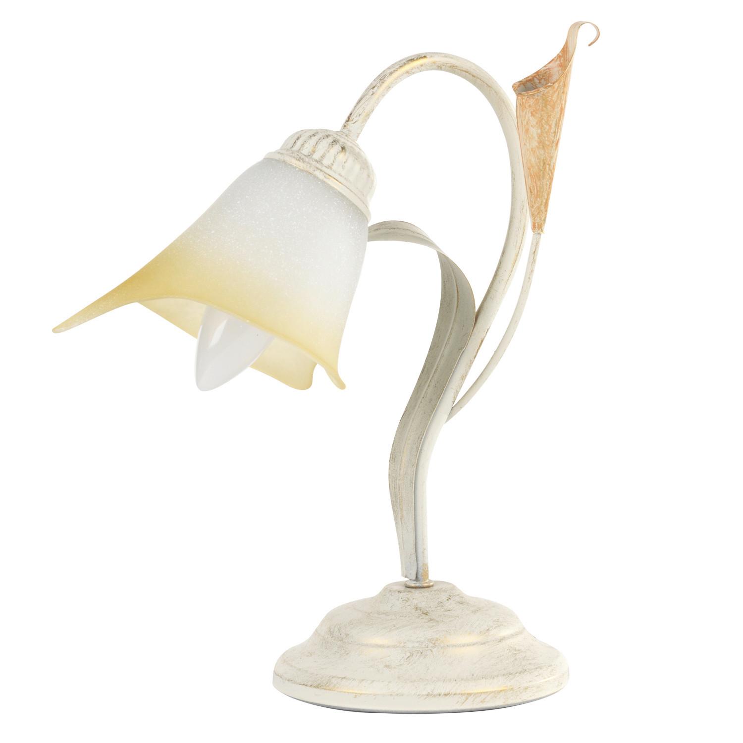 Tischleuchte Lucrezia Avorio Weiß max. 6 Watt - Weiß, Natur, Metall (25/31cm)