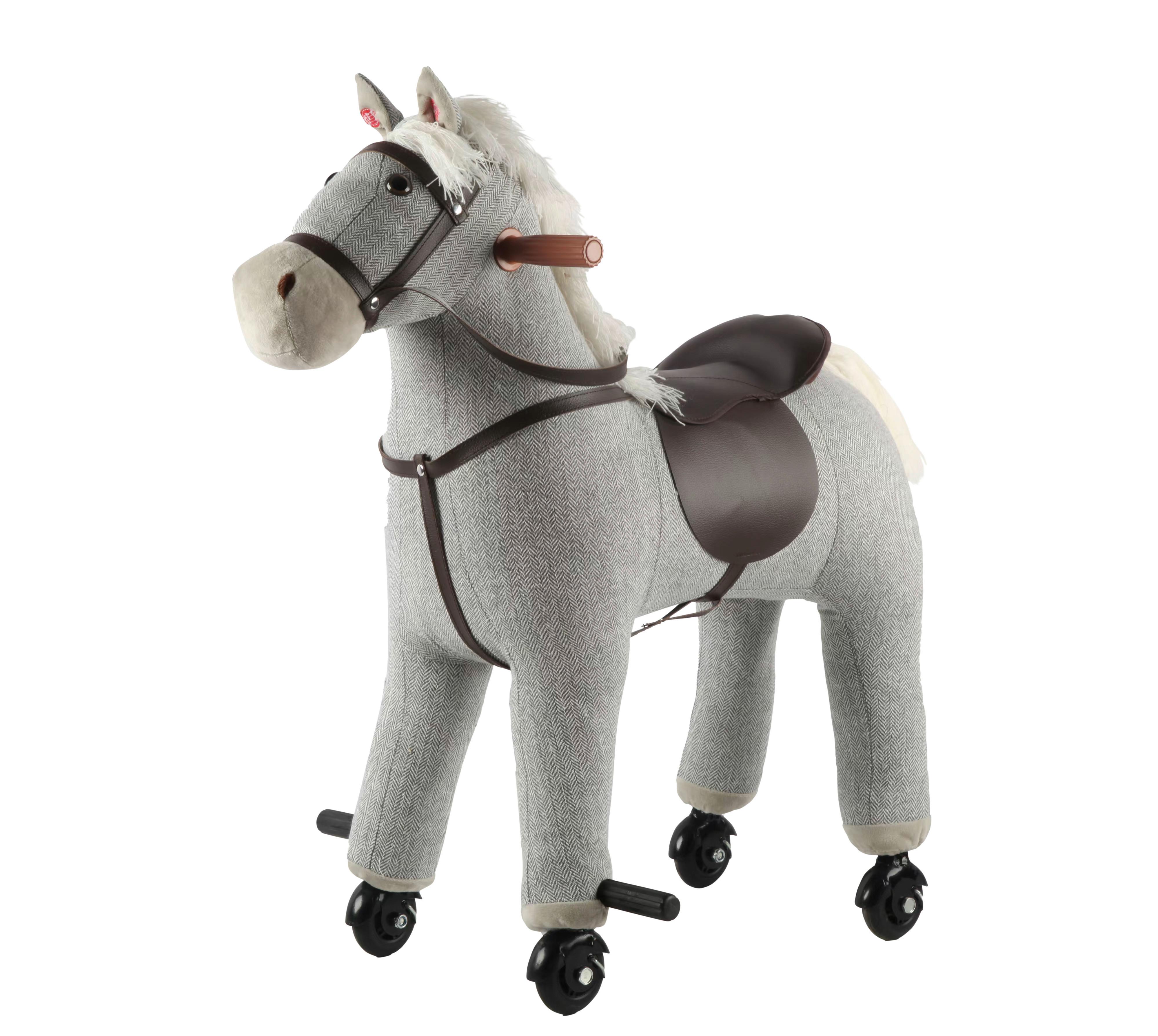KONIK NA BIEGUNACH JR807 - szary, Trend, tworzywo sztuczne/metal (74/45/74cm) - My Baby Lou