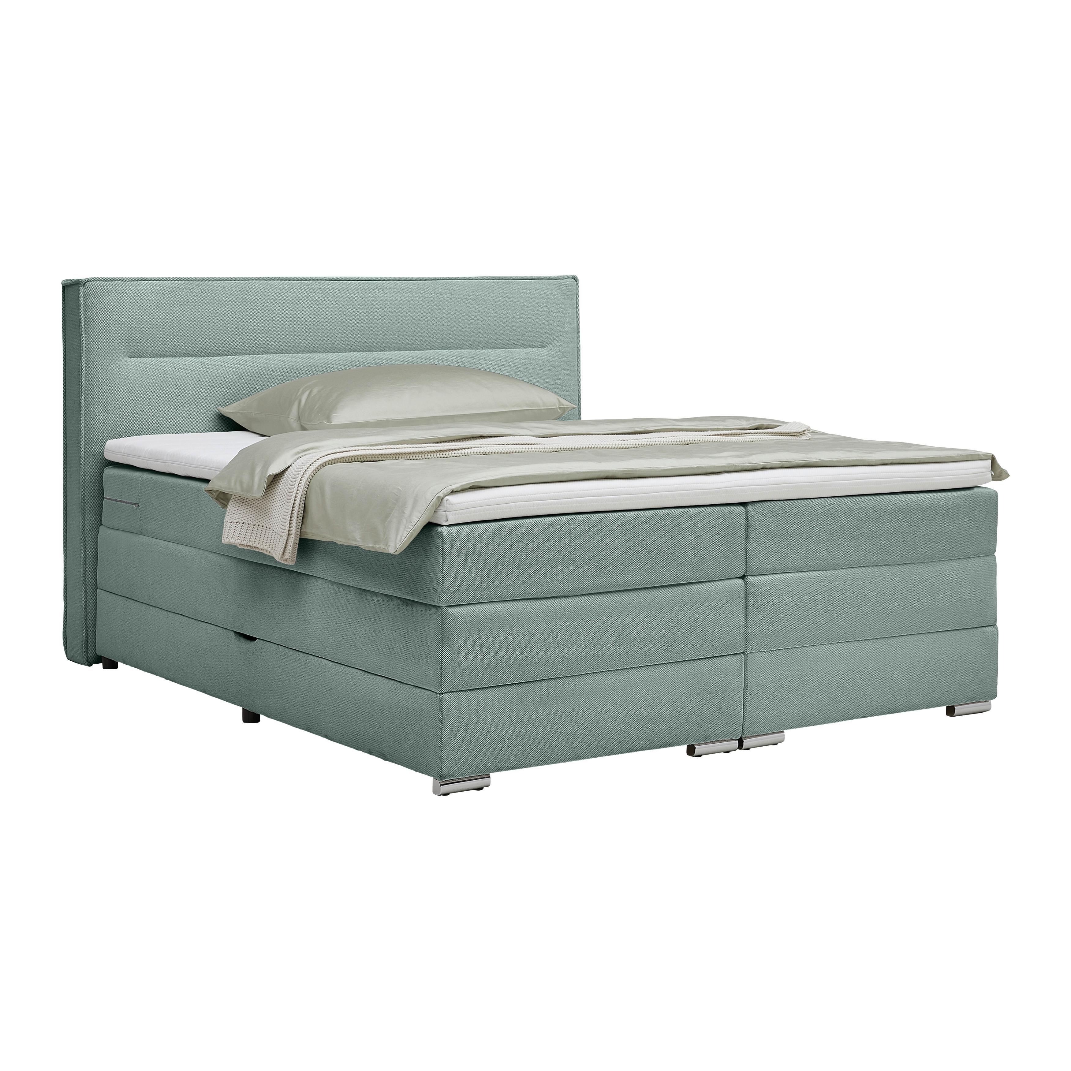 Boxspringbett Papilon Grün ca. 180x200cm - Zinkfarben/Grün, KONVENTIONELL, Holz/Holzwerkstoff (180/200cm) - Premium Living