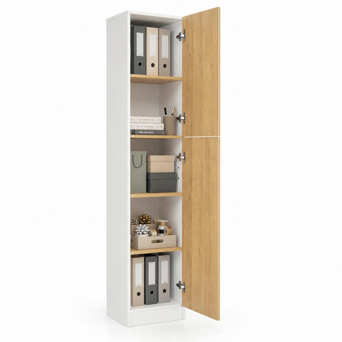 Aktenschrank Dilos L - Honigeiche/Weiss, Modern, Holzwerkstoff (38/183/32cm) - MID.YOU