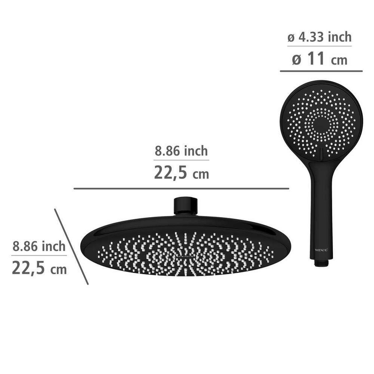 ZESTAW Z DESZCZOWNICĄ WATER SAVING - czarny, Basics, metal (22,5/75-120/27cm) - Wenko