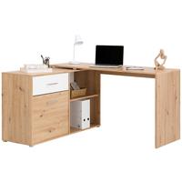 Kotna Pisalna Miza Prag 138 - bela/barve aluminija, Moderno, umetna masa/leseni material (138/74/50cm)