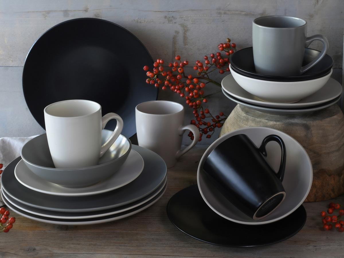 Kombinirani Servis Manhattan, 16-Delni - rjavosiva/siva, Basics, keramika - Creatable