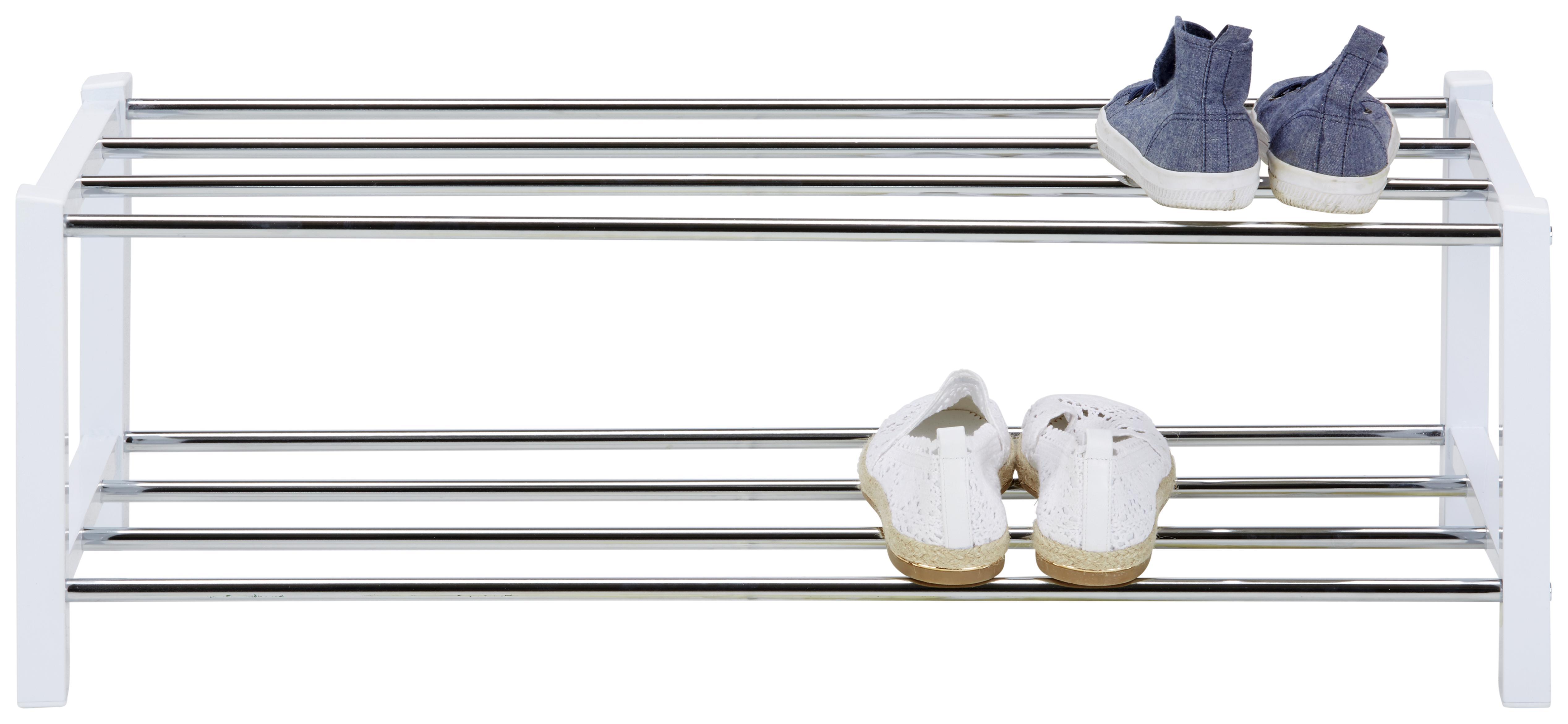 Schuhregal in Weiß - Chromfarben/Weiß, MODERN, Metall (79/25/32cm) - Based