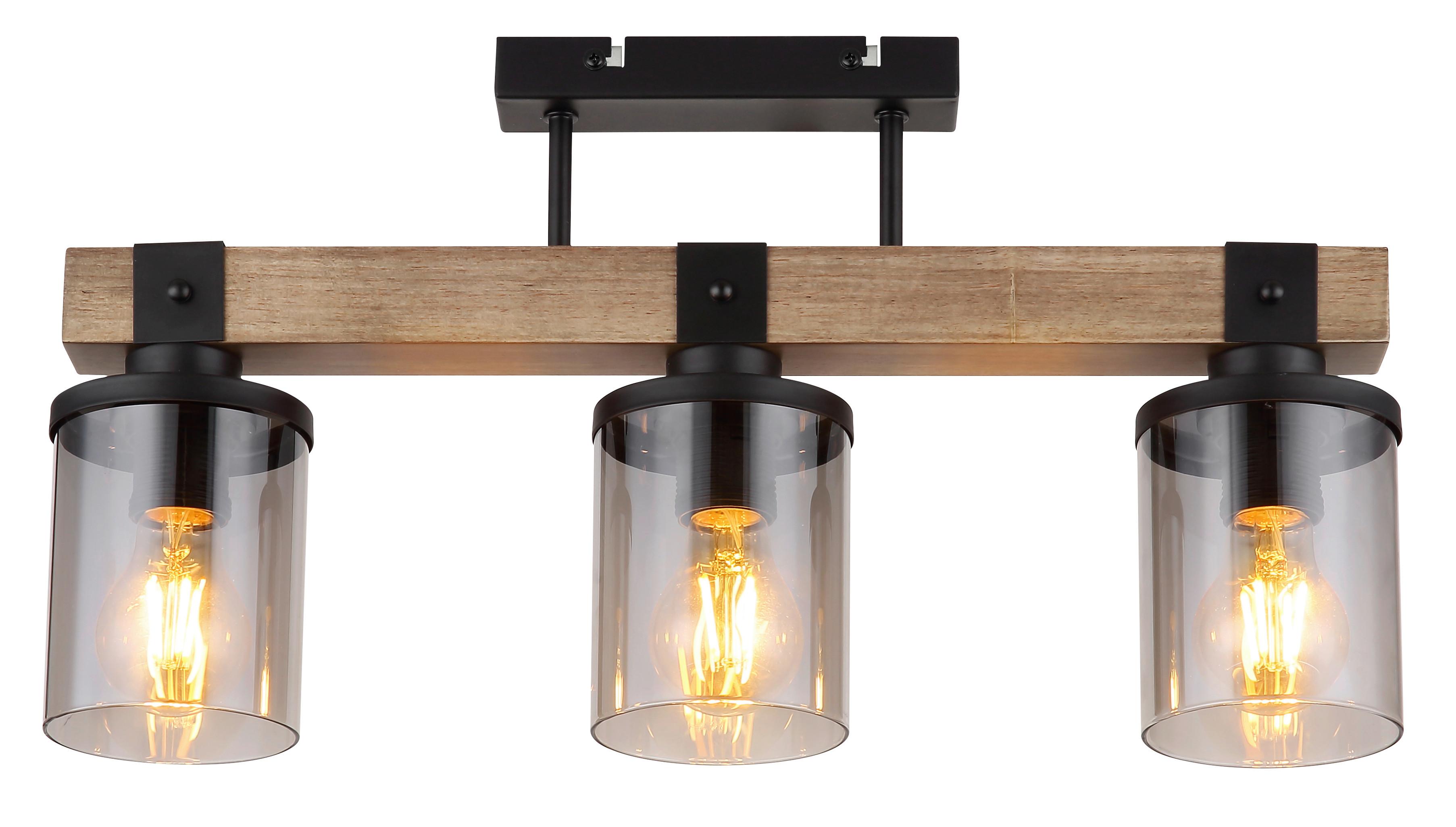 Mennyezeti Lámpa 15555-3d - sötétbarna/fekete, Natur, műanyag/Üveg (52/10/28,6cm) - Globo