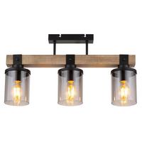 Mennyezeti Lámpa 15555-3d - sötétbarna/fekete, Natur, műanyag/Üveg (52/10/28,6cm) - Globo