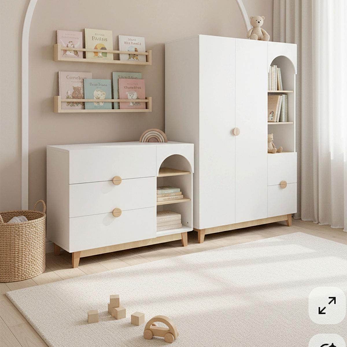 Kinderregal Enny Weiß/Buchefarben - Buchefarben/Weiß, MODERN, Holz/Holzwerkstoff (118/95/39cm) - Bessagi Kids