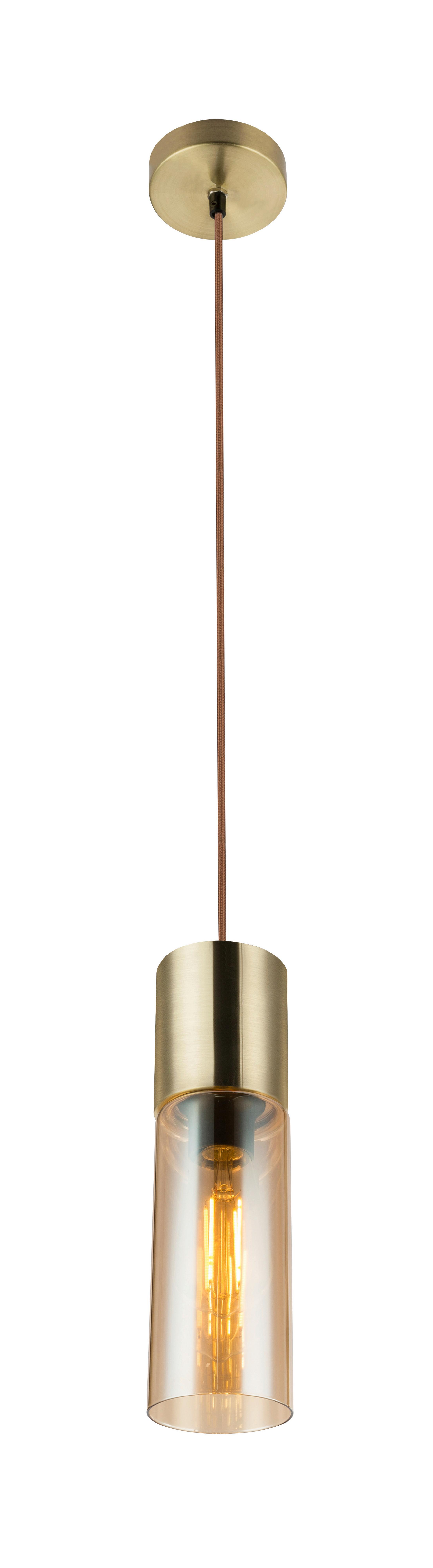 Hängeleuchte 21000HM in Messingfarben max. 25 Watt - Messingfarben, KONVENTIONELL, Glas/Metall (10,5/152,5cm) - Globo