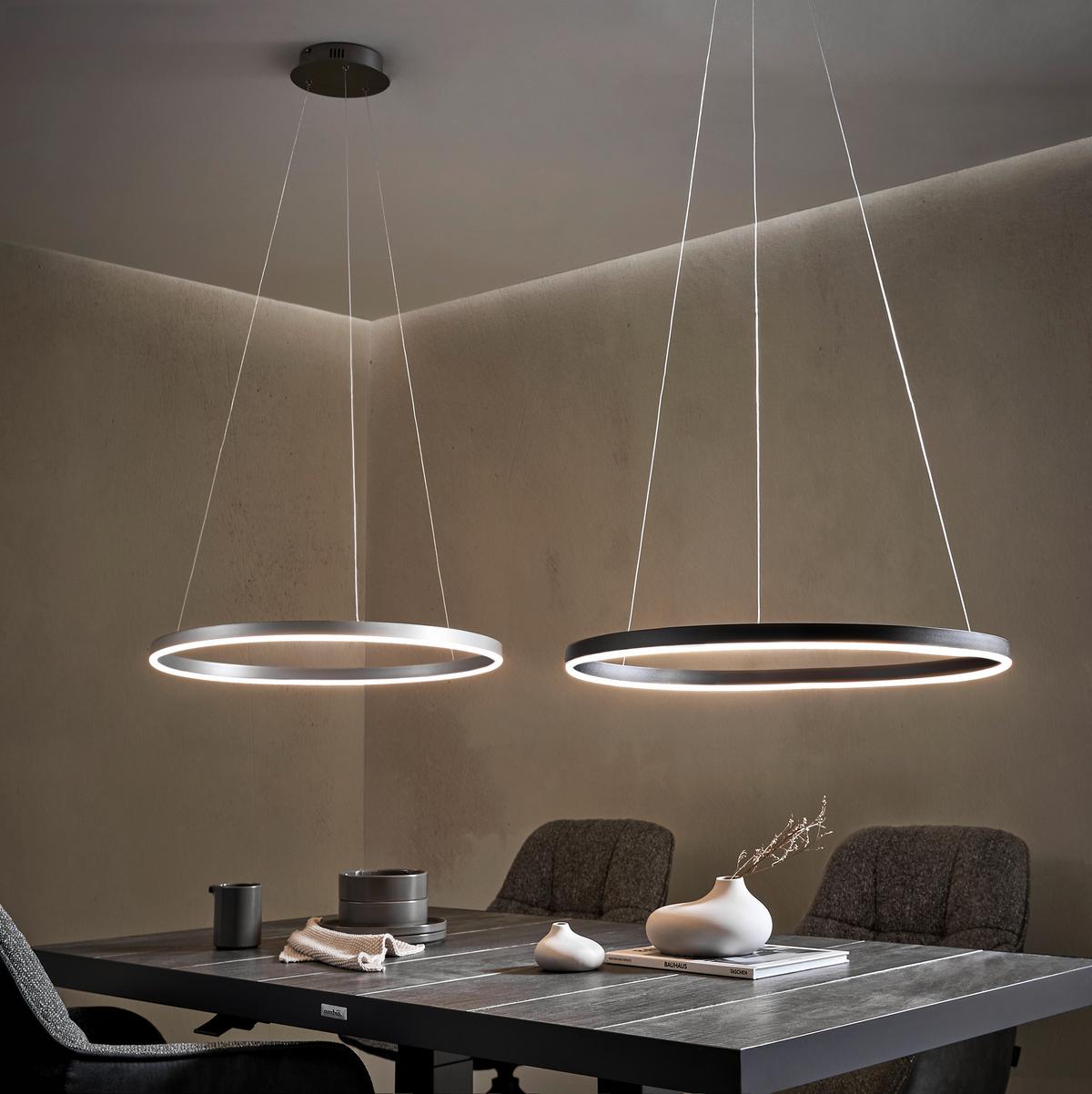 LAMPA WISZĄCA LED 15394-95 RITUS - kolor aluminiowy, Design, tworzywo sztuczne/metal (58,5/58,5/120cm)