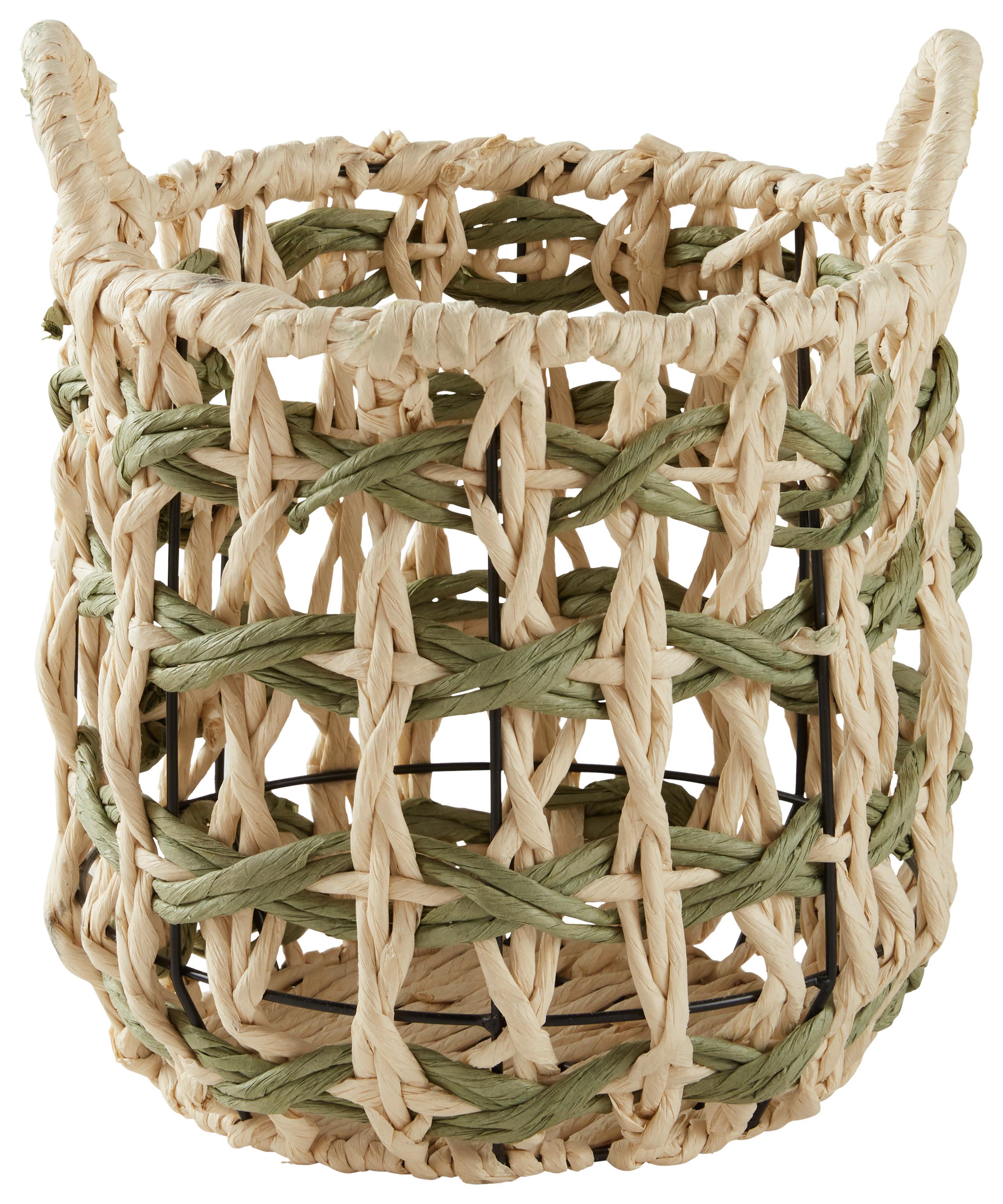 Korb Alphonse In Naturfarben - Naturfarben/Grün, Konventionell, Papier/Metall (26/26cm) - Zandiara