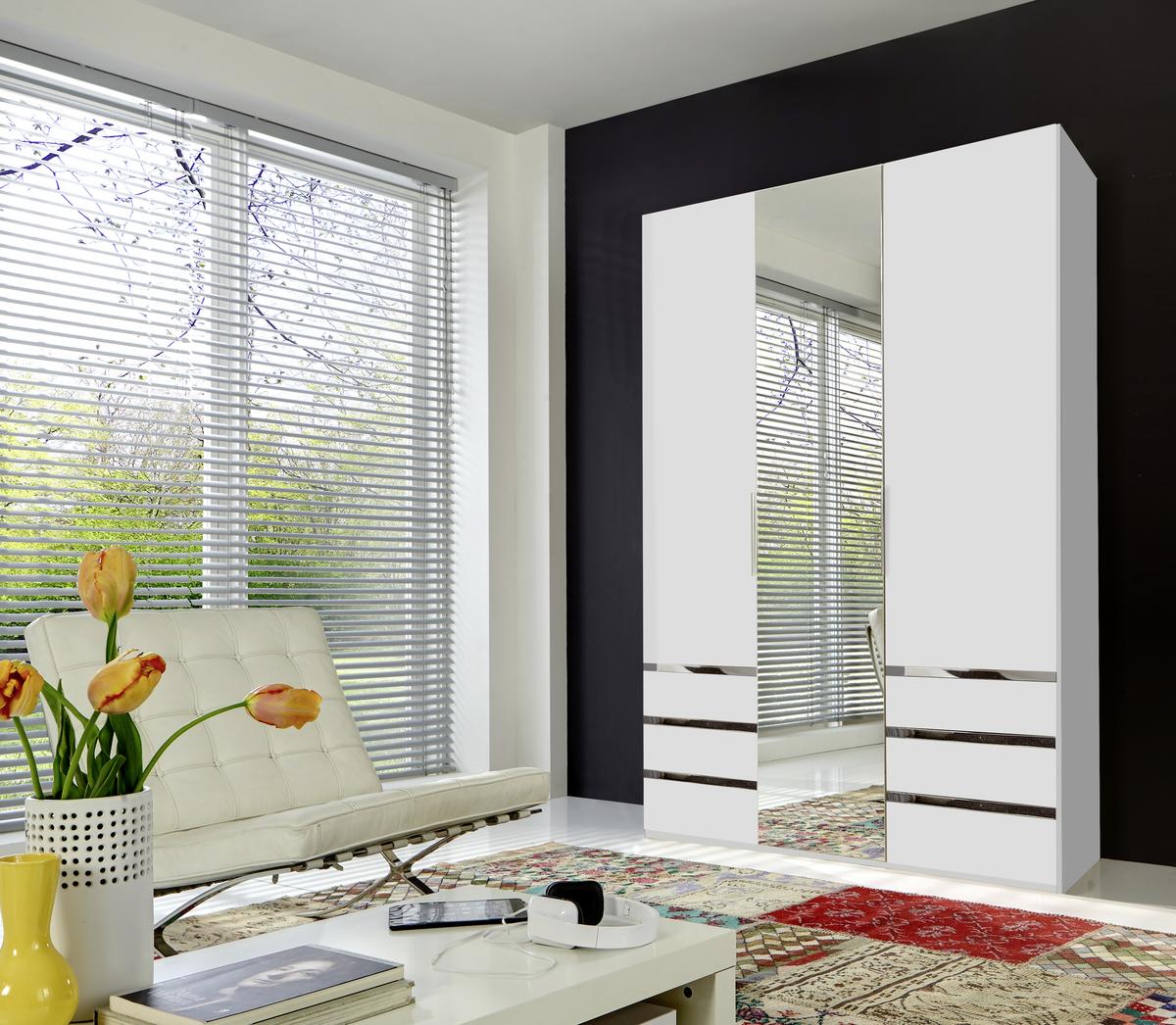DULAP USI ROTATIVE LEVEL 36A - argintiu/alb, Modern, sticlă/material pe bază de lemn (150/216/58cm) - Modern Living