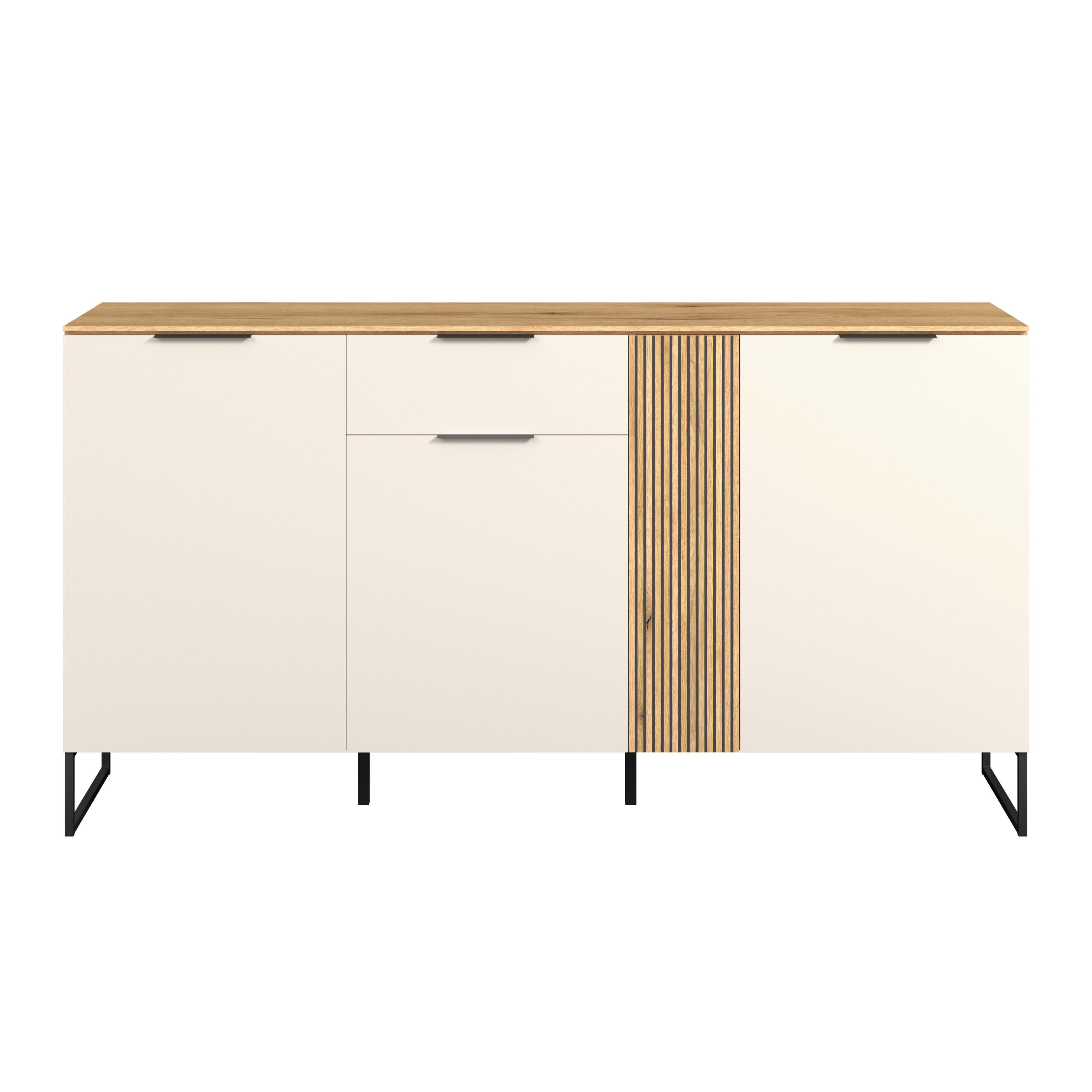 Comodă cu usi KING - cașmir/culoare lemn stejar, Modern, material pe bază de lemn (170/90/40cm) - Modern Living