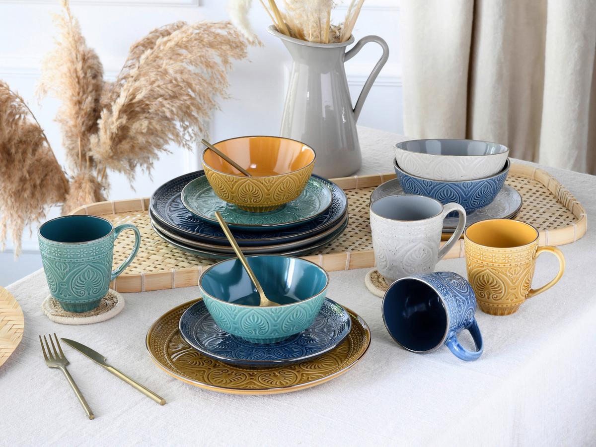 Kombiservice Samarkand, 16-teilig - Smaragdgrün/Gelb, LIFESTYLE, Keramik (33/30/32cm) - Creatable