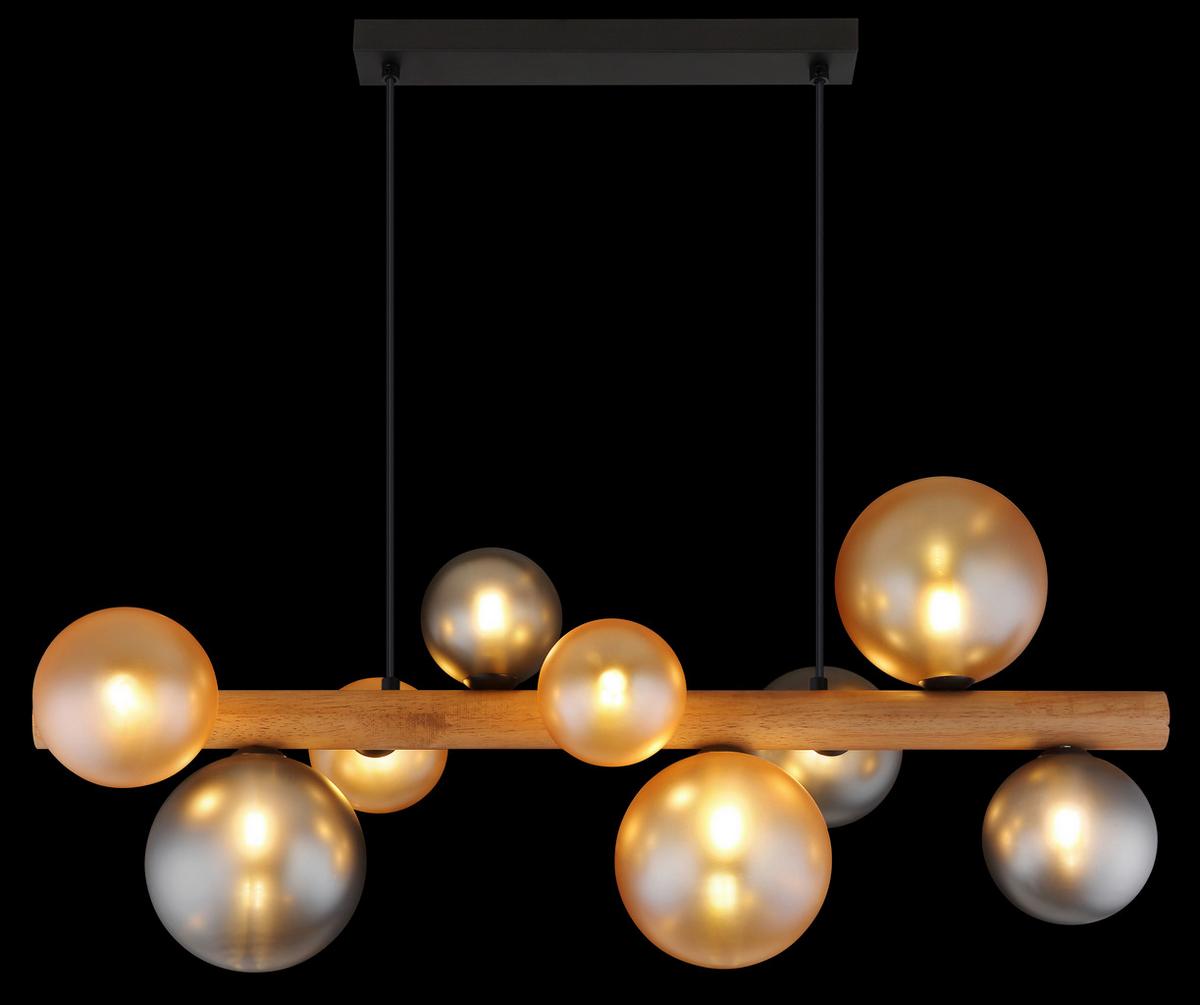 Viseća Svjetiljka Riha - narančasta/tamno smeđa, Basics, staklo/drvo (78/29/150cm) - Globo