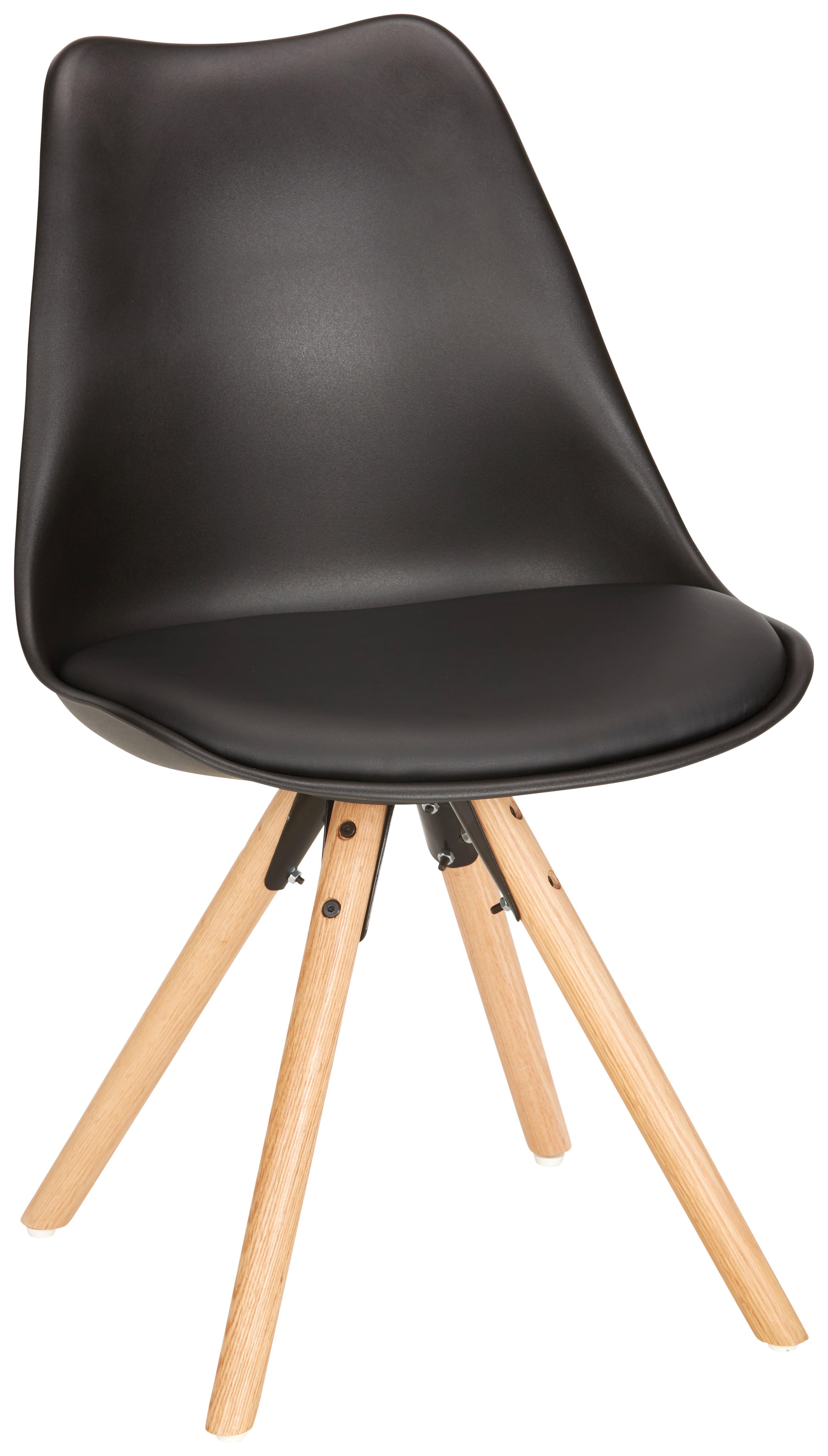 Stuhl in Schwarz - Eichefarben/Schwarz, MODERN, Holz/Kunststoff (48/81/57cm) - Based