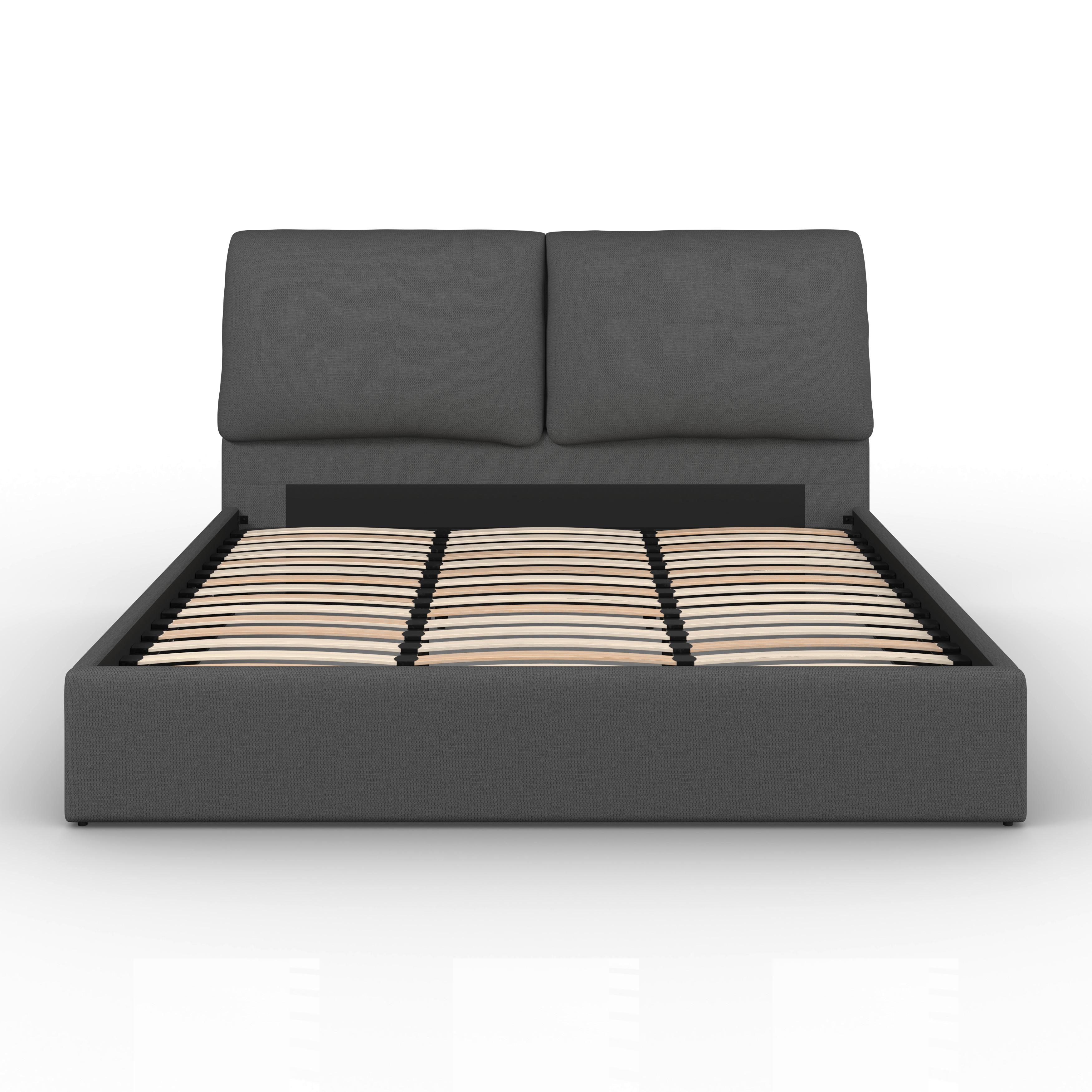 STOPPAD SÄNG PERLA - mörkgrå/svart, Modern, trä/textil (180/200cm) - Bessagi Home