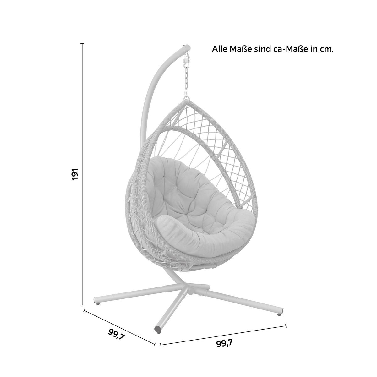 Hängesessel Lime Beige Carbonstahl - Beige/Hellgelb, Modern, Kunststoff/Textil (99/191/120cm) - Mömax