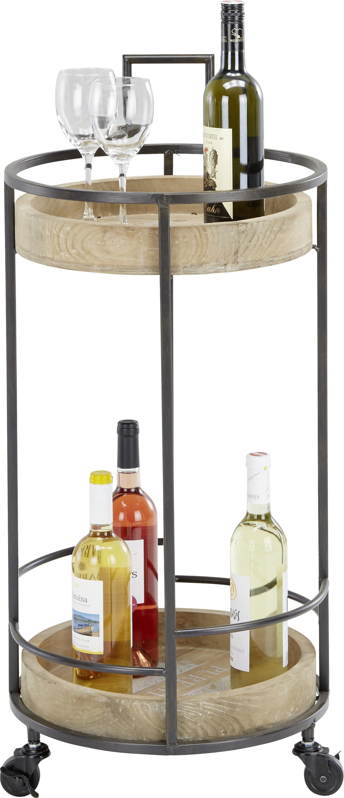Servirni Voziček Justus - črna/naravne barve, Trendi, kovina/les (40,5/89cm) - Premium Living