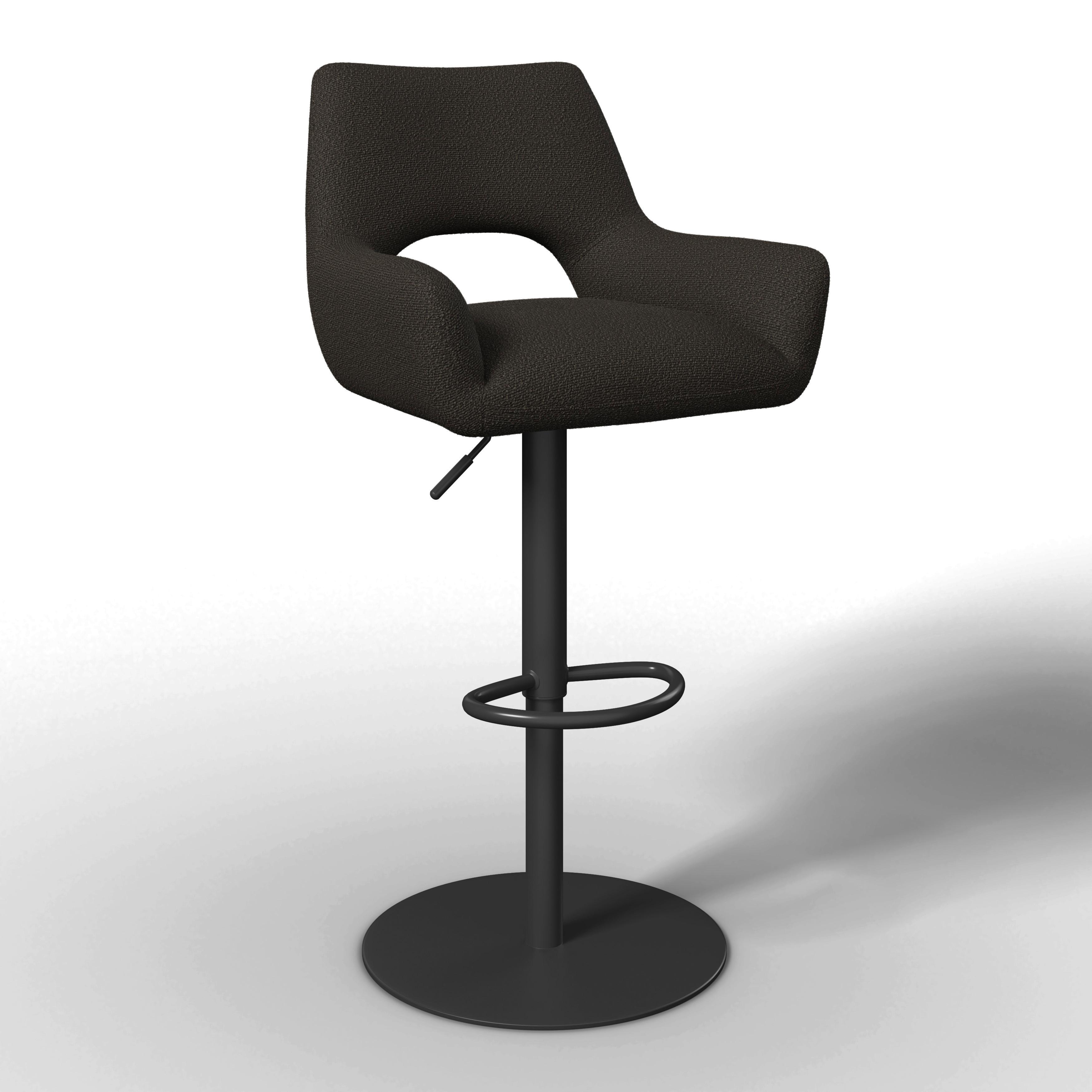 Barhocker Tami Dunkelbraun Struktur Gepolstert - Dunkelbraun/Schwarz, MODERN, Holz/Textil (46/82-102/51cm) - Bessagi Home