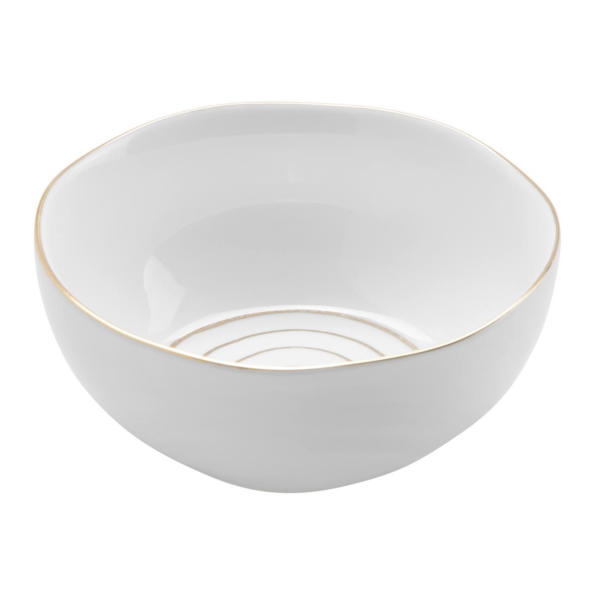 Müslischale Onix aus Porzellan Ø ca. 15cm - Weiss/Goldfarben, Modern, Keramik (15/7cm) - Mömax