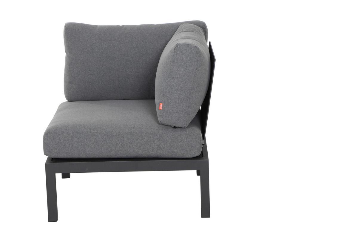 Modul-Loungegarnitur 4-tlg. Grau Teakholz - Anthrazit/Grau, KONVENTIONELL, Holz/Textil (252/84/252cm) - Siena Garden