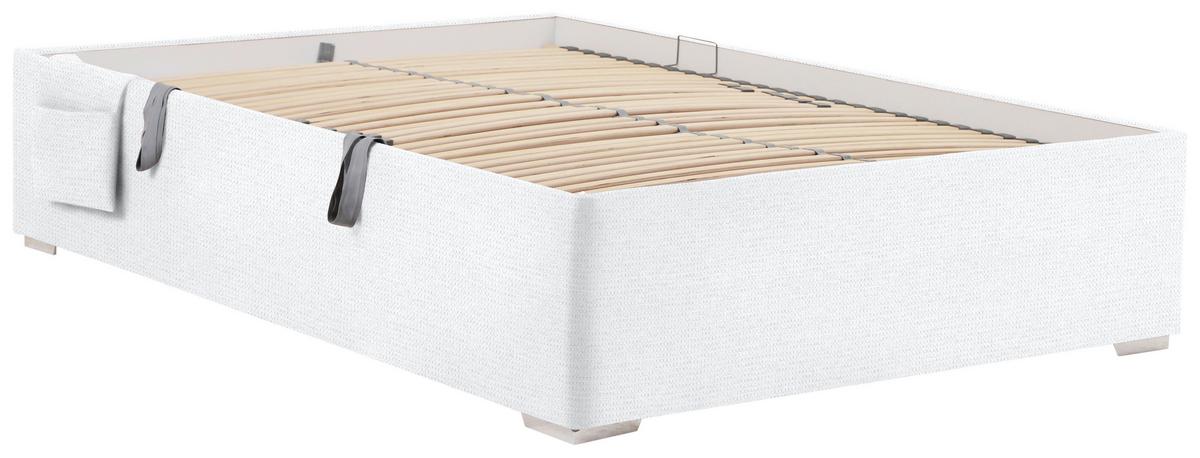 Bett Remi Weiß ca. 140x200cm - Chromfarben/Naturfarben, KONVENTIONELL, Holz/Kunststoff (140/200cm) - Mömax