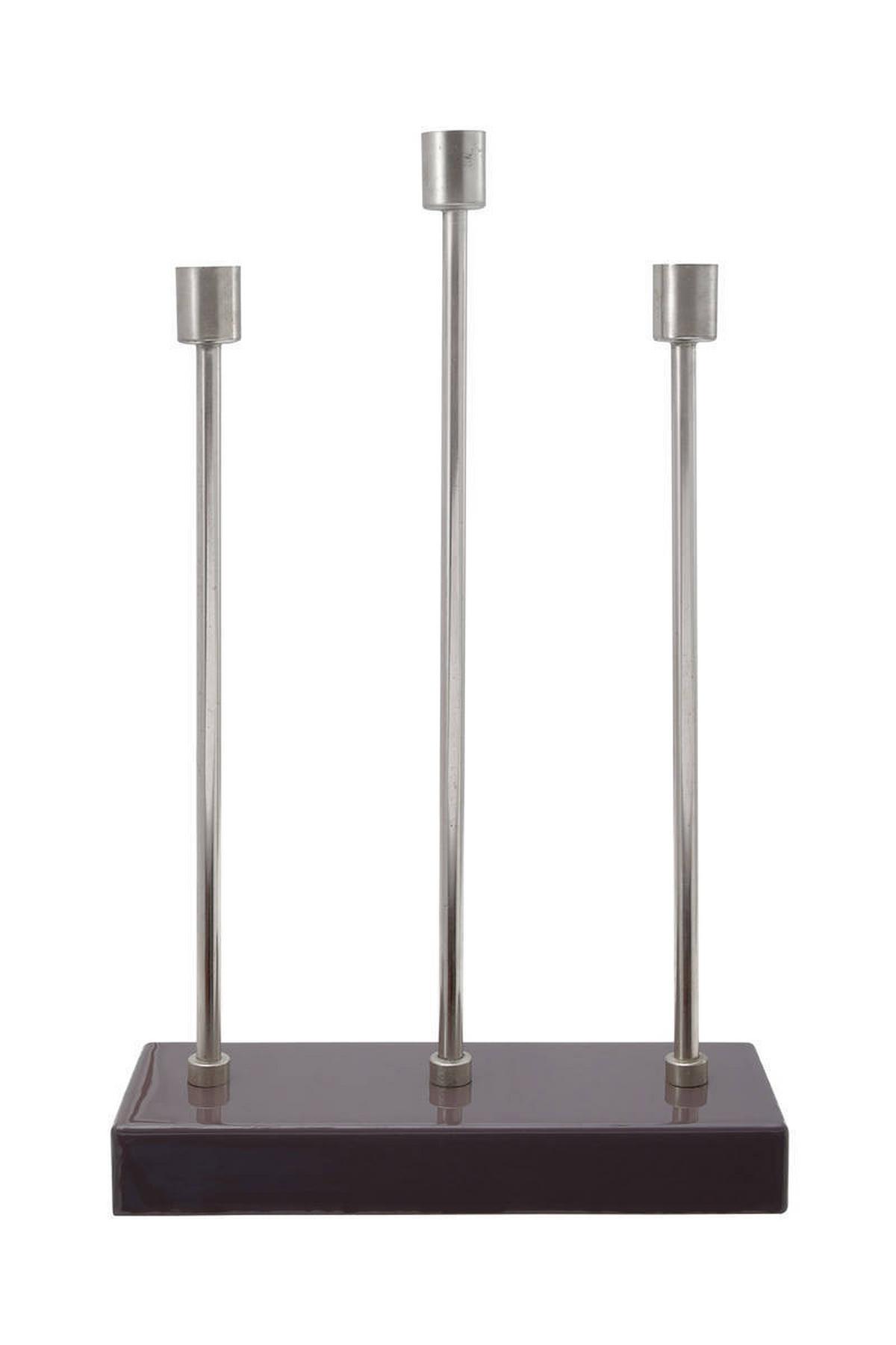 KERZENSTÄNDER KERZENHALTER ART DECO 325 - Lila/Silberfarben, Trend, Metall (26/39,5/9cm) - Kayoom