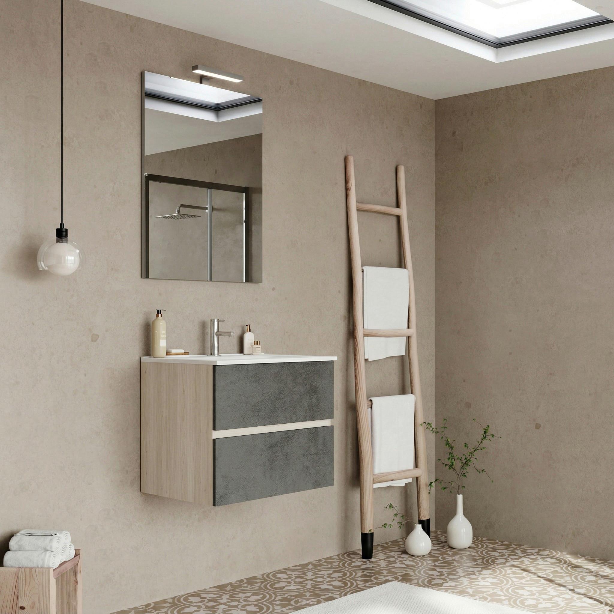 Element Ispod Umivaonika Easy - hrast Bianco/siva, Moderno, drvni materijal (60/51/46cm)