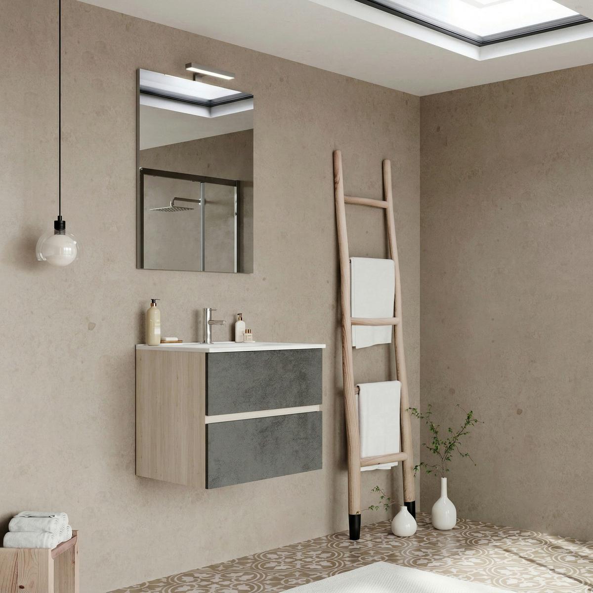 Element Ispod Umivaonika Easy - hrast Bianco/siva, Moderno, drvni materijal (60/51/46cm)