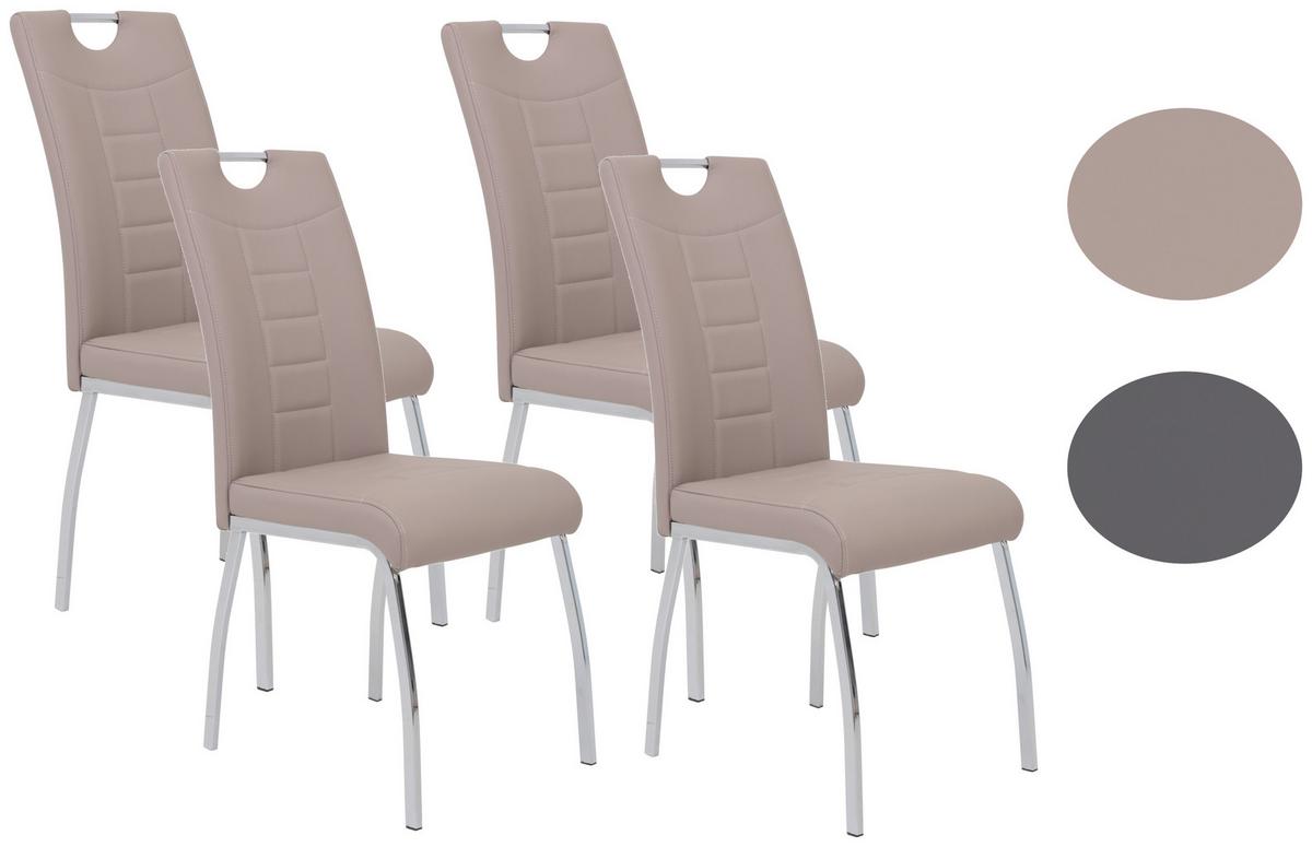 Swingstuhl-Set Andrea Cappucino 4er-Set - Chromfarben/Weiß, MODERN, Textil/Metall (43/100/64cm) - MID.YOU