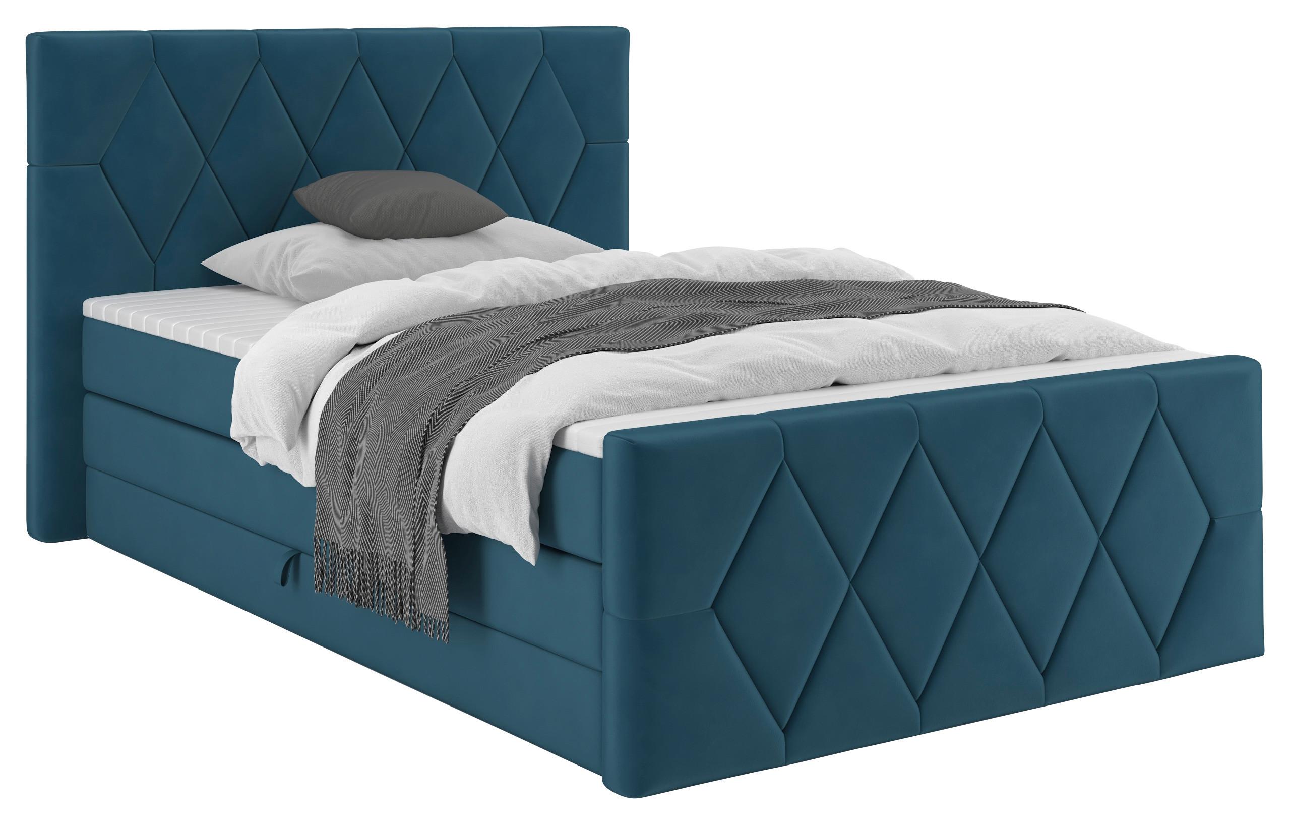 Boxspringbett Josie B Petrol ca. 140x200cm - Petrol/Schwarz, KONVENTIONELL, Holz/Holzwerkstoff (140/200cm) - Mömax