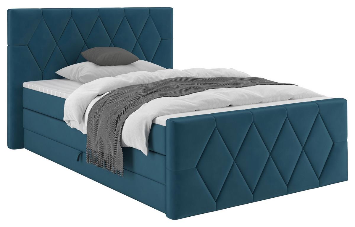 Boxspringbett Josie B Petrol ca. 140x200cm - Petrol/Schwarz, KONVENTIONELL, Holz/Holzwerkstoff (140/200cm) - Mömax