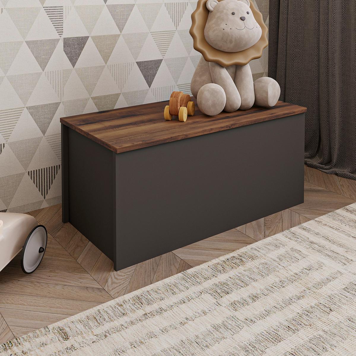 Truhe Florya Aufbewahrungsschrank - Eichefarben/Anthrazit, Design, Holz (45/45,5/90cm) - Livetastic
