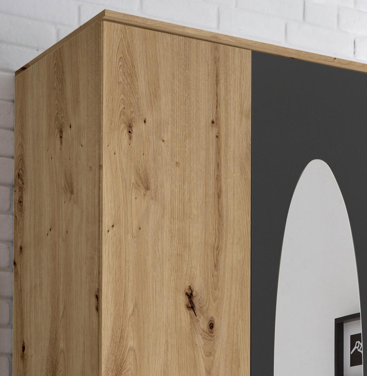 SZAFA UCHYLNA PAUL - kolor aluminiowy/kolor grafitowy, Basics, materiał drewnopochodny/tworzywo sztuczne (120/195/55cm)