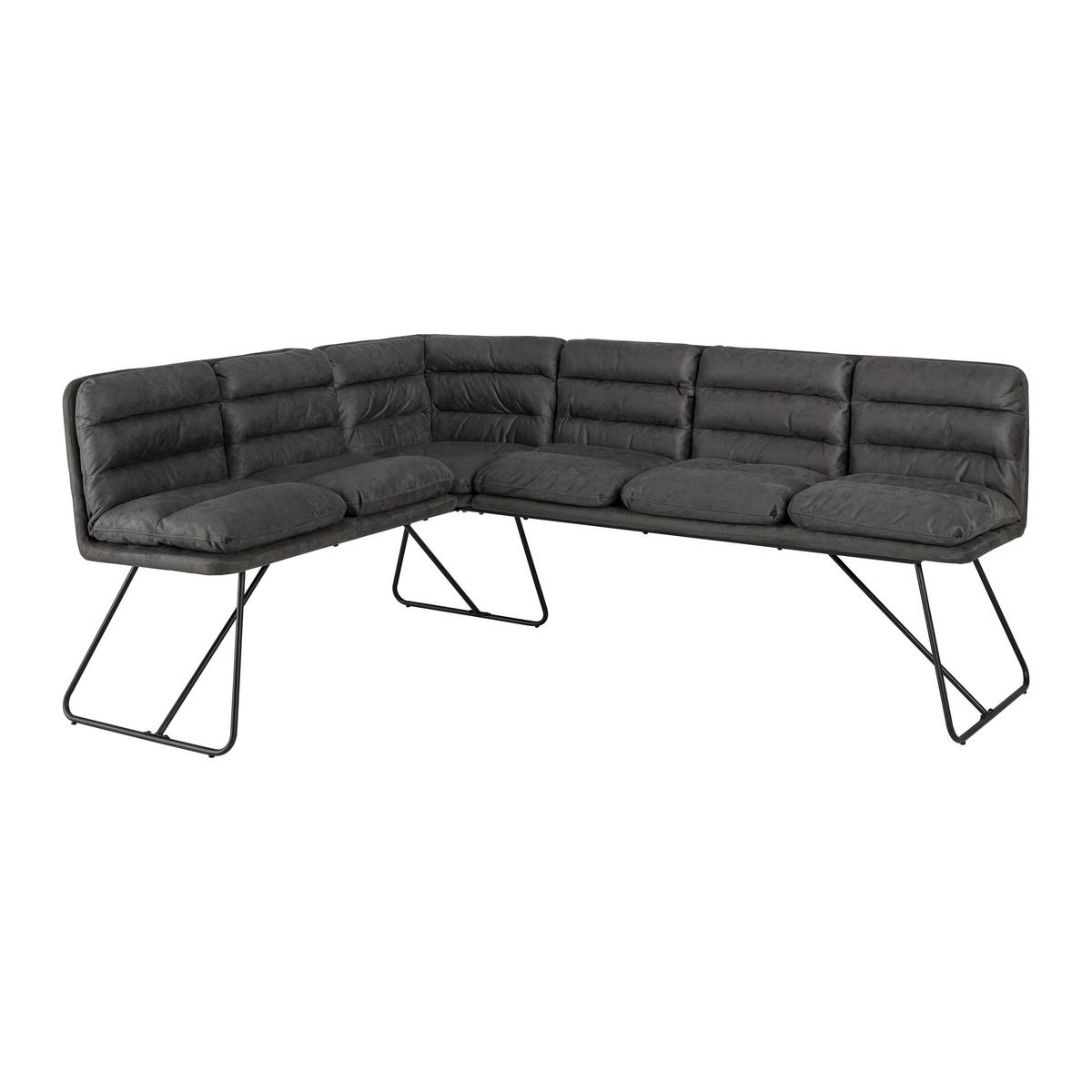 Sitzbank Kona Dunkelgrau Webstoff Gepolstert - Dunkelgrau/Schwarz, MODERN, Holz/Textil (154/201cm) - Bessagi Home