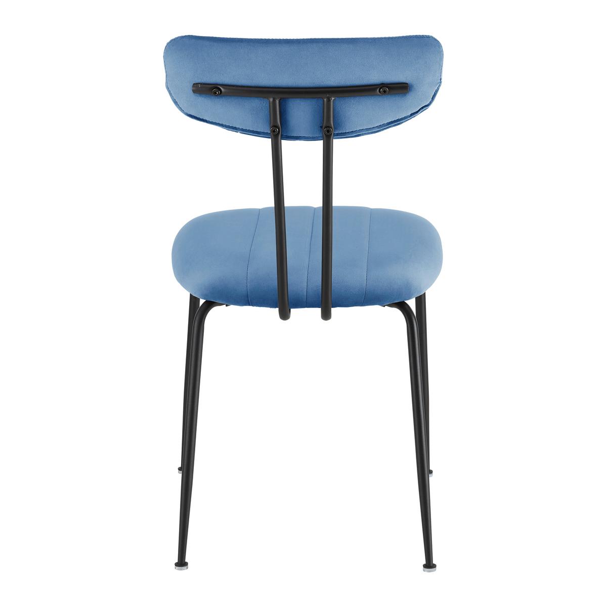 Stuhl Tylor Blau Samt Gepolstert - Blau/Schwarz, MODERN, Holz/Textil (45/85/58cm) - Bessagi Home