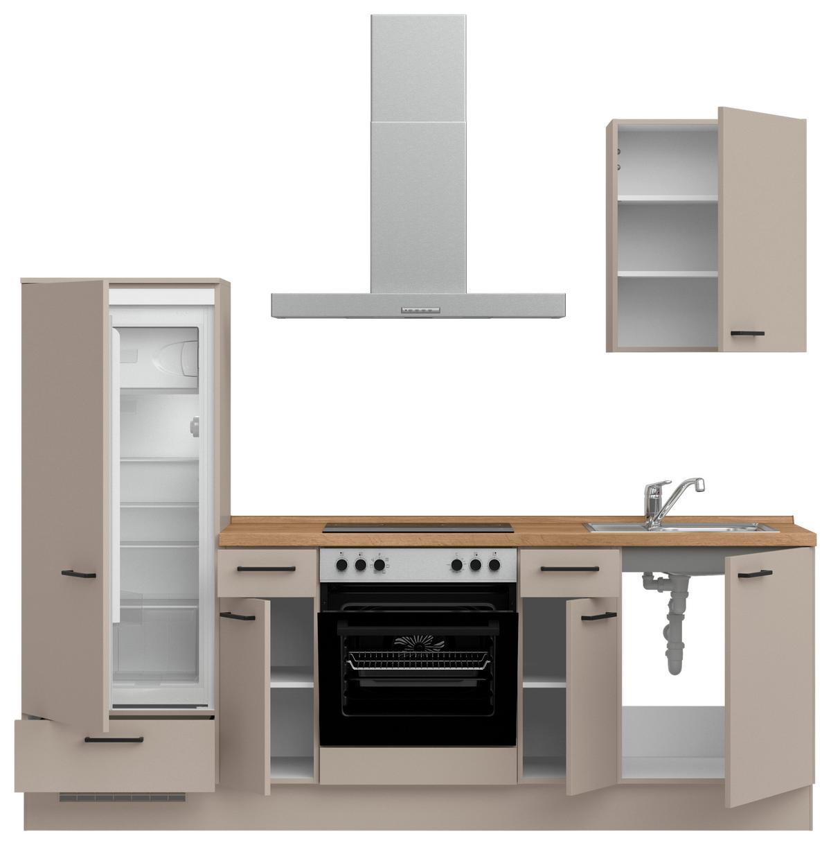 Küchenleerblock Easytouch Low o. Geräte Sandfarben - Sandfarben/Eichefarben, MODERN, Holzwerkstoff/Metall (240cm) - Nobilia