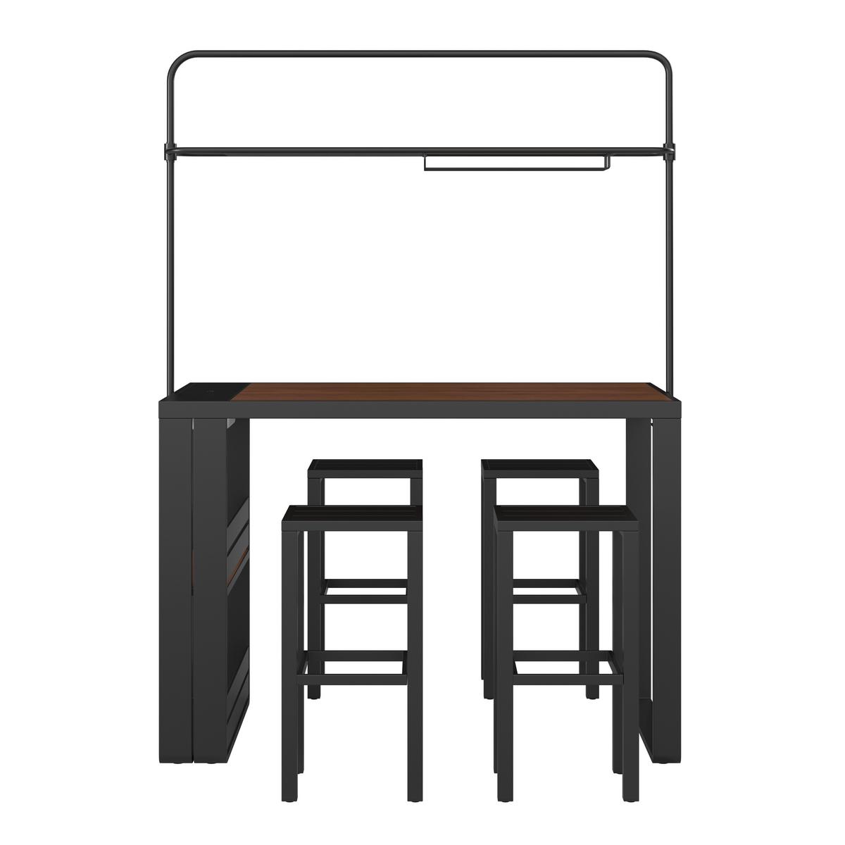 Gartenset Nelli Schwarz, 5-teilig - Anthrazit/Walnussfarben, MODERN, Kunststoff/Metall (80/157/209cm) - Mömax