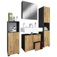 Badezimmer Flandu 4-tlg. ca. 123 cm Honigeiche/Anthr. - Honigeiche/Anthrazit, MODERN, Holzwerkstoff/Kunststoff (123cm) - MID.YOU