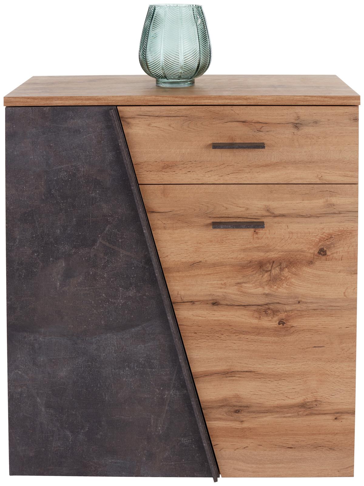 Komoda Venedig - barve kroma/temno siva, Moderno, umetna masa/leseni material (80/92/35cm) - Mömax