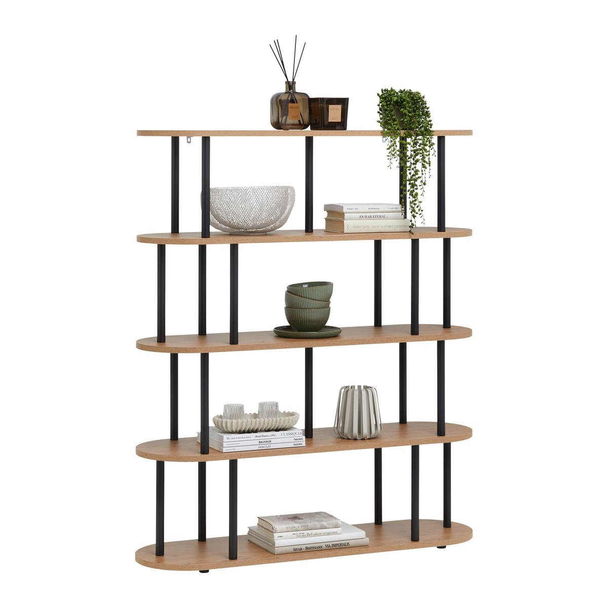 Álló Polc Nimo - fekete/Artisan tölgy, Modern, faalapú anyag/fém (110/129/32cm) - Mömax