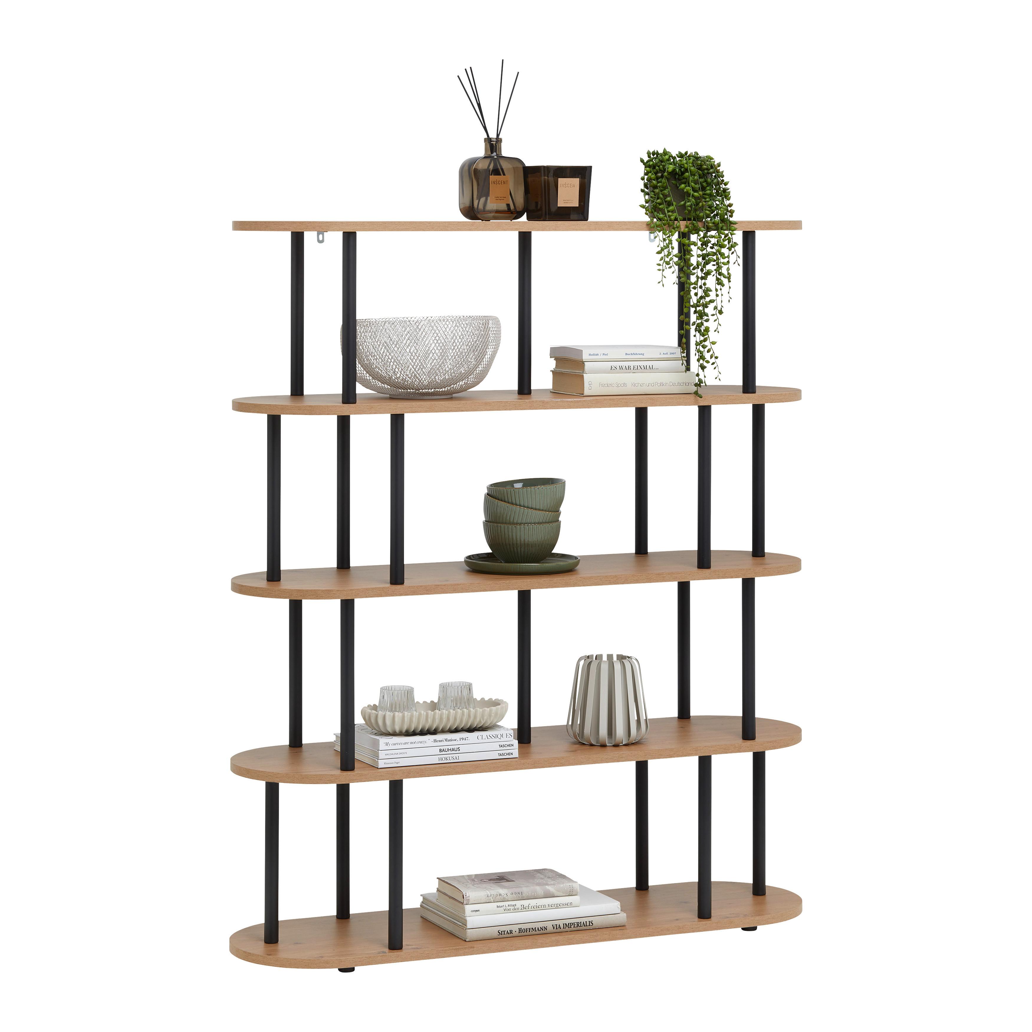 HYLLA NIMO -EXKLUSIV- - svart/ek Artisan, Modern, metall/trämaterial (110/129/32cm) - Mömax