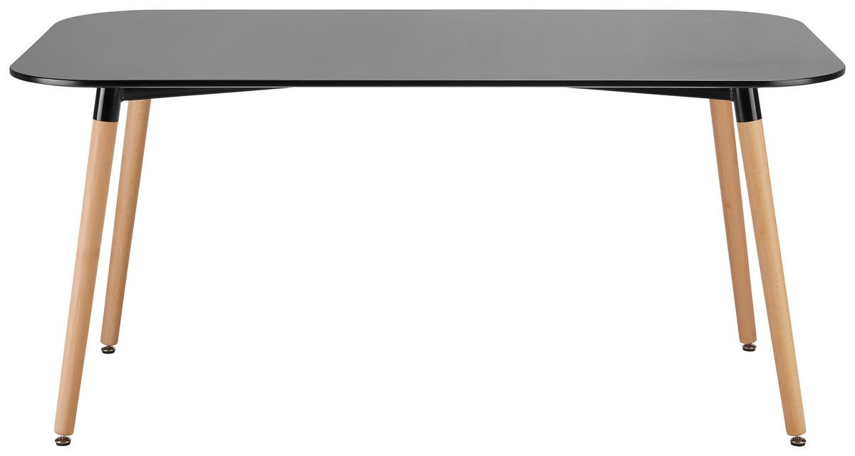 Esstisch In Schwarz Ca. 160x90 Cm "anuk" - črna/barve bukve, Moderno, leseni material/les (160/90/75cm) - Bessagi Home