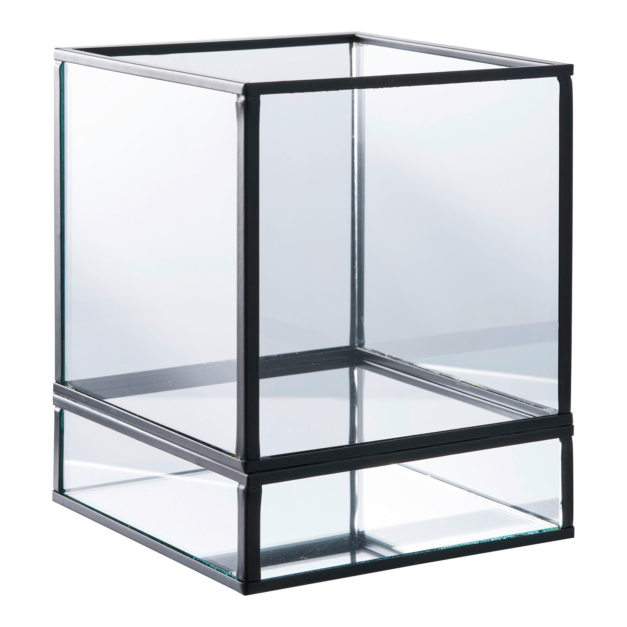 Windlicht Hurricane Candle Holder Schwarz - Schwarz, Basics, Glas/Metall (12/15/12cm)